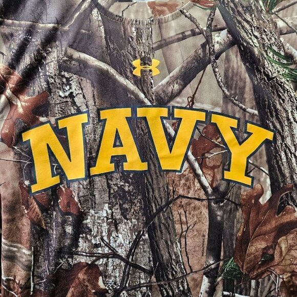 US Navy Shirt Mens Small Camo Under Armour Loose Heat Gear Hunting Short Sleeve - Picture 2 of 9